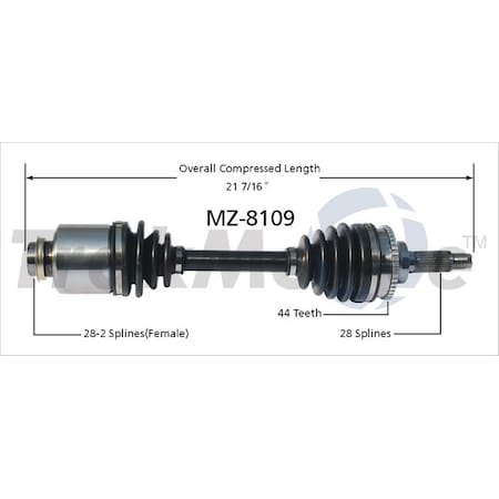 Surtrack Axle Cv Axle Shaft, Mz-8109 MZ-8109